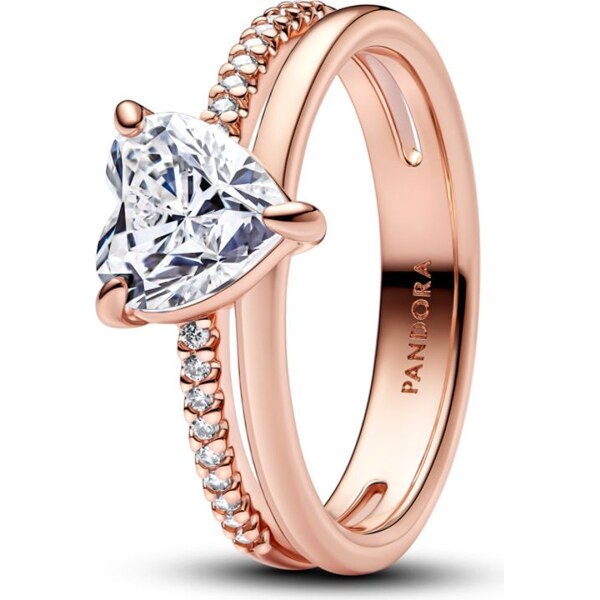 PANDORA Dvojpásmový prsteň so srdcom 61458105