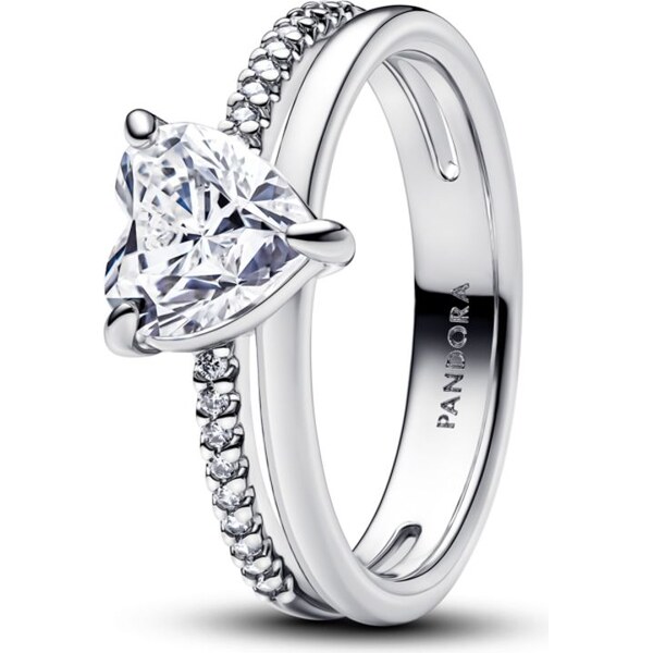 PANDORA Dvojpásmový prsteň so srdcom 61458106