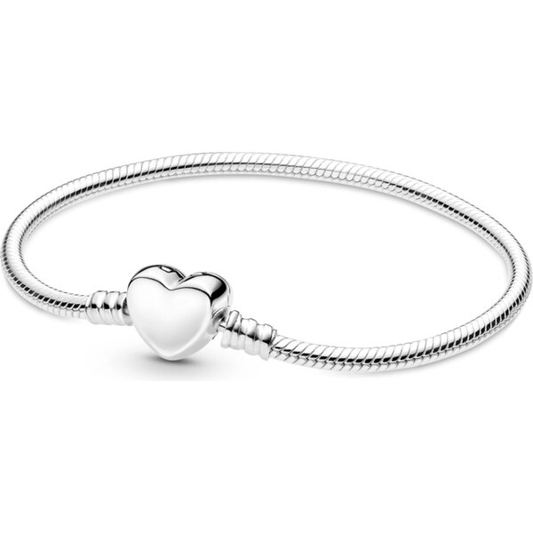PANDORA Moments gravírovateľný náramok so srdiečkovým zapínaním 61553709