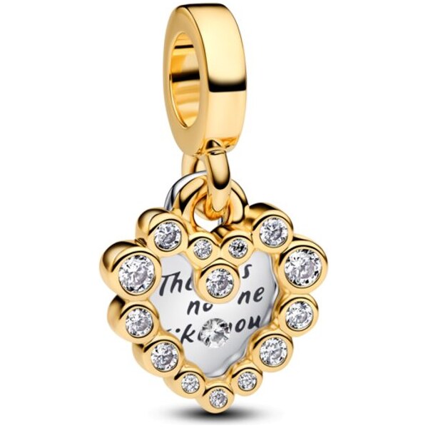 PANDORA Dvojitý visiaci prívesok Trblietavé srdce 63072685