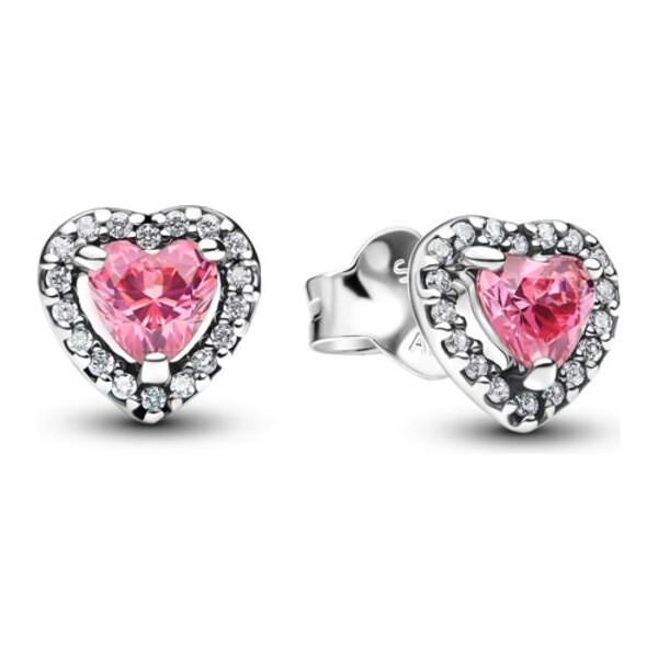 PANDORA Náušnice Vyvýšené ružové srdce 63072704