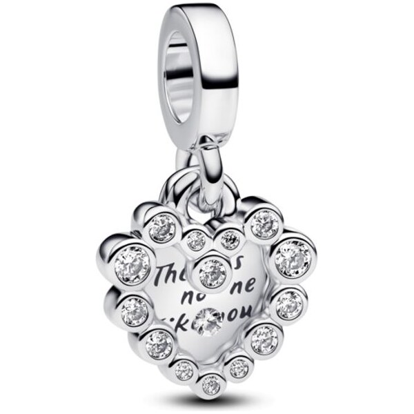 PANDORA Dvojitý visiaci prívesok Trblietavé srdce 63072712