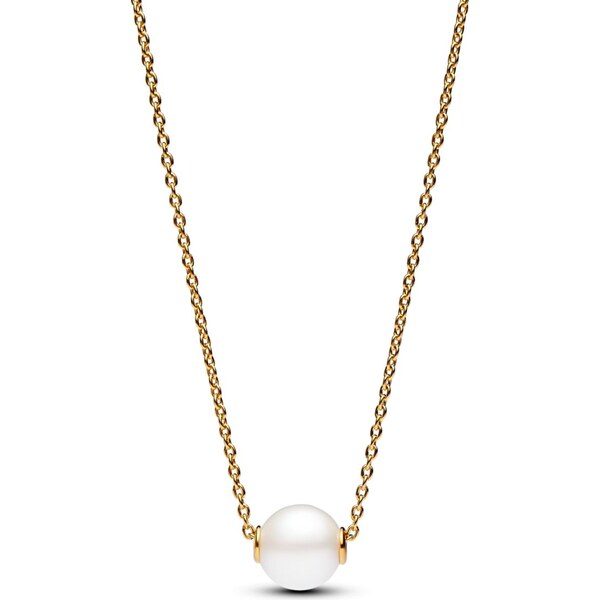 PANDORA krátky náhrdelník pozlátený s jednou upravenou sladkovodnou 58186096