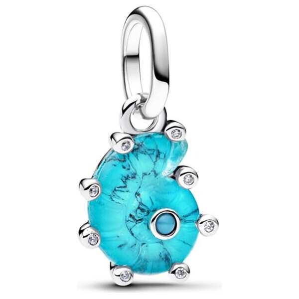 PANDORA Visiaci prívesok Morský slimák s modrým Muranom 63777164