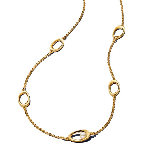 PANDORA Pozlátený náhrdelník s Organickými tvarmi so Sladkovodnou 63777189