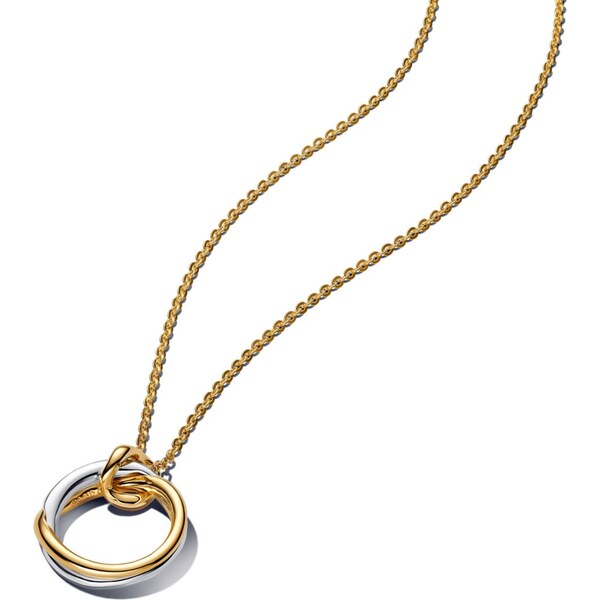 PANDORA Organicky tvarovaný dvojfarebný náhrdelník s príveskom 63777220