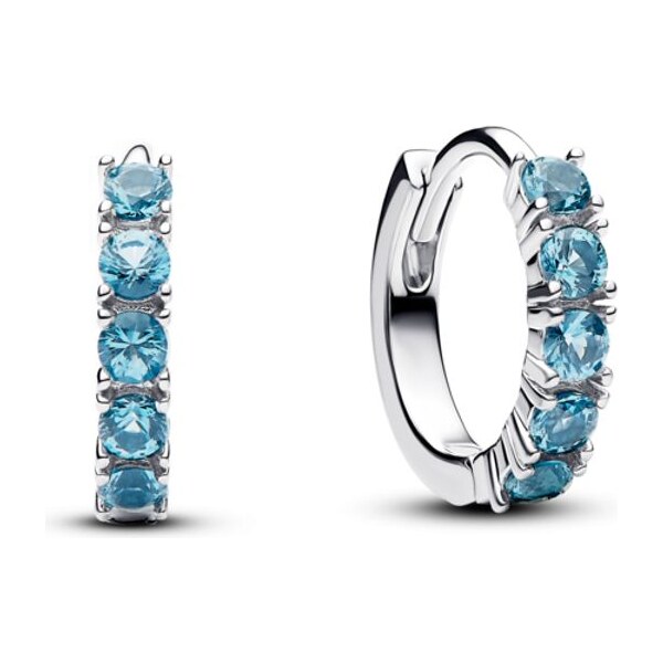 PANDORA náušnice Malé priliehavé modré kruhy 63777217