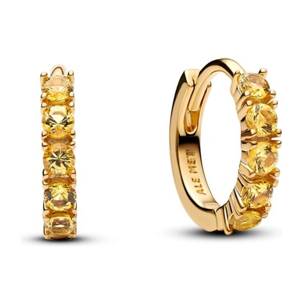 PANDORA náušnice Malé priliehavé žlté kruhy 63777197