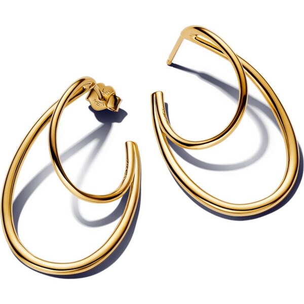 PANDORA Organicky tvarované dvojité kruhové náušnice 63777202