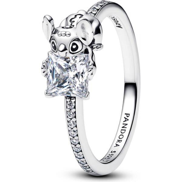 Disney Stitch sterling silver ring with clear cubic zirconia and black 63777231