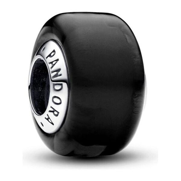 PANDORA mini prívesok Čierne sklo Murano 58186069