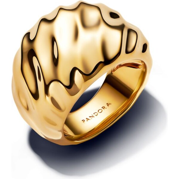 PANDORA Pozlátený široký zvlnený prsteň 63777239