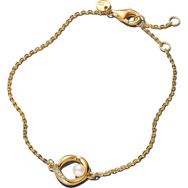 PANDORA náramok Kruh s organickým tvarom pavé a upravená sladkovodná 63777242