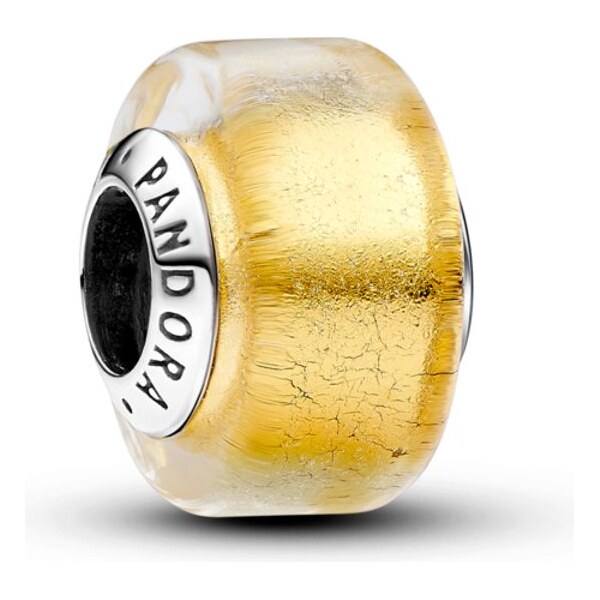 PANDORA mini prívesok Zlaté sklo Murano 58186270
