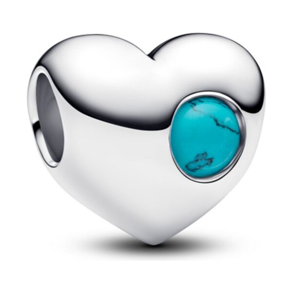 PANDORA gravírovateľný prívesok v tvare srdca s tyrkysovým kameňom 65245812