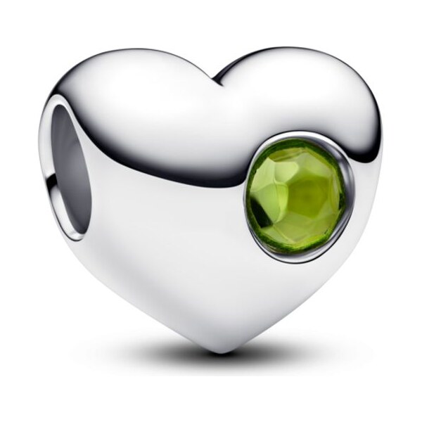 PANDORA gravírovateľný prívesok v tvare srdca so zeleným kameňom 65245813