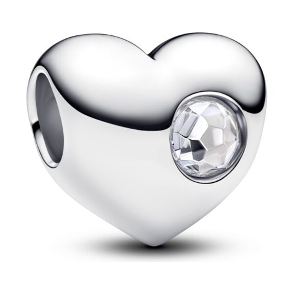 PANDORA gravírovateľný prívesok v tvare srdca s čírym kameňom 65245814