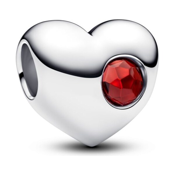 PANDORA gravírovateľný prívesok v tvare srdca s červeným kameňom 65245821