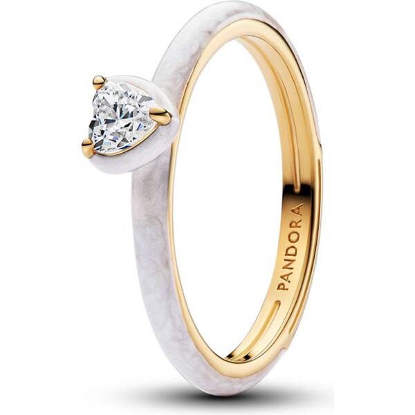 PANDORA prsteň s bielym čakrovým srdcom 65245822