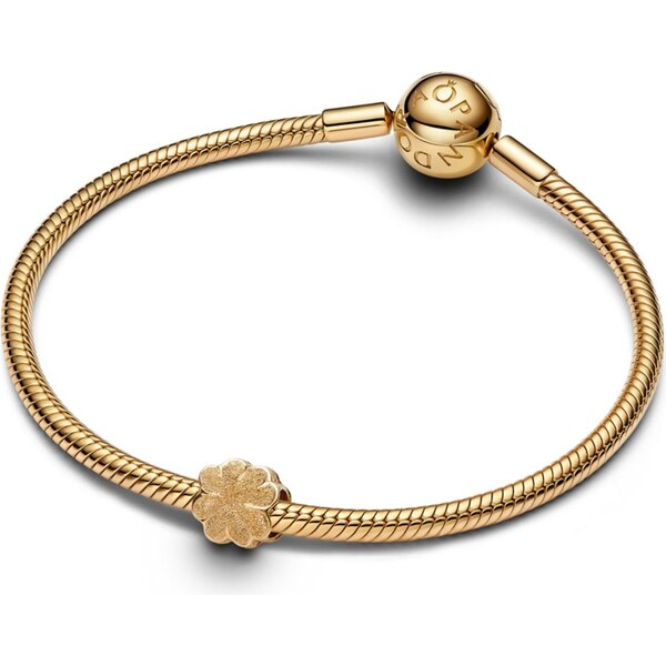 PANDORA pozlátený mini prívesok Štvorlístok s textúrou 65245842