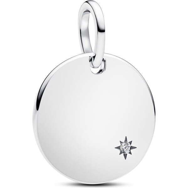PANDORA gravírovateľný prívesok v tvare kruhu s laboratórne pestovaným 65245845