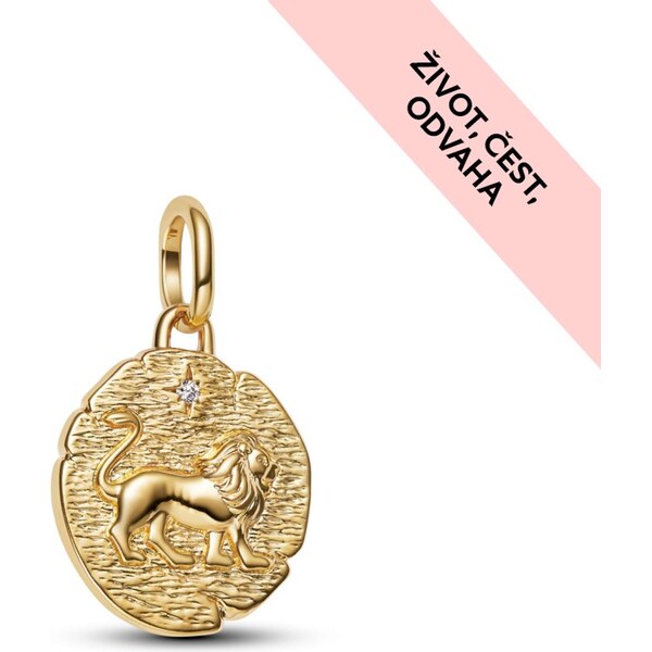 PANDORA pozlátený Medailónkový prívesok Lev 65245952