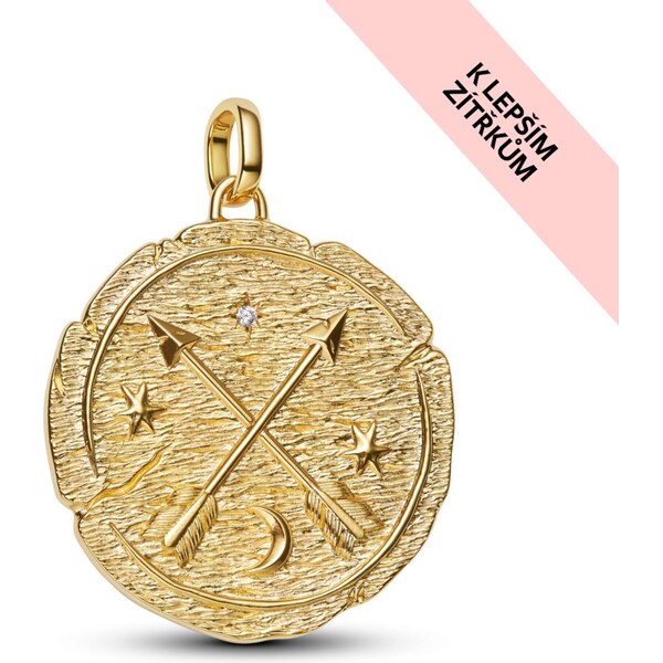 PANDORA pozlátený Veľký medailónkový prívesok Skrížené šípy 65245954