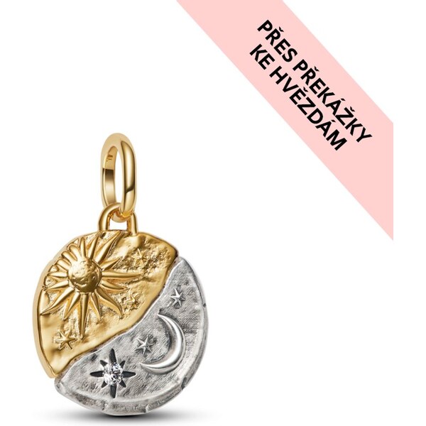 PANDORA Medailónkový prívesok Slnko a mesiac 65245953