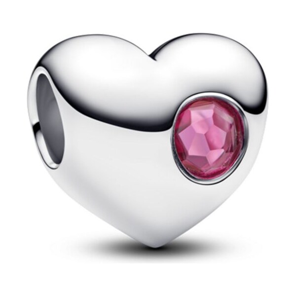 PANDORA gravírovateľný prívesok v tvare srdca s ružovým kameňom 65255645