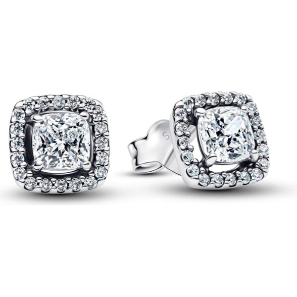 PANDORA Kôstkové náušnice Trblietavá štvorcová aureola 66112970