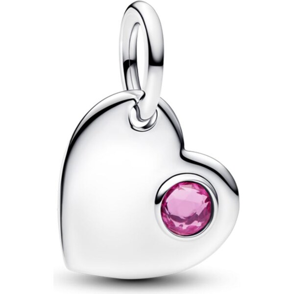 PANDORA Visiaci prívesok Srdce s ružovým kameňom, na gravírovanie 66121927