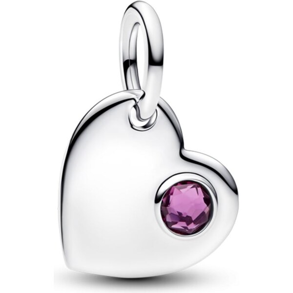 PANDORA Visiaci prívesok Srdce s fialovým kameňom, na gravírovanie 66121925
