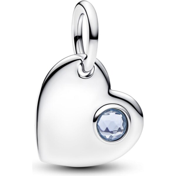 PANDORA Visiaci prívesok Srdce s akvamarínovým kameňom, na 66121926