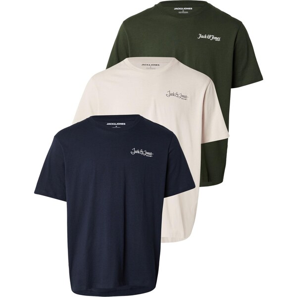 JACK & JONES Tričko JJYuki námornícka modrá / svetlosivá / tmavozelená 66570870