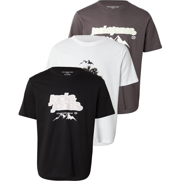 JACK & JONES Tričko JCOFLARE tmavosivá / čierna / biela 66571055