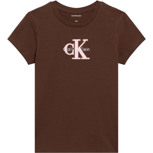 Calvin Klein Jeans Tričko čokoládová / ružová / šedobiela 66571588