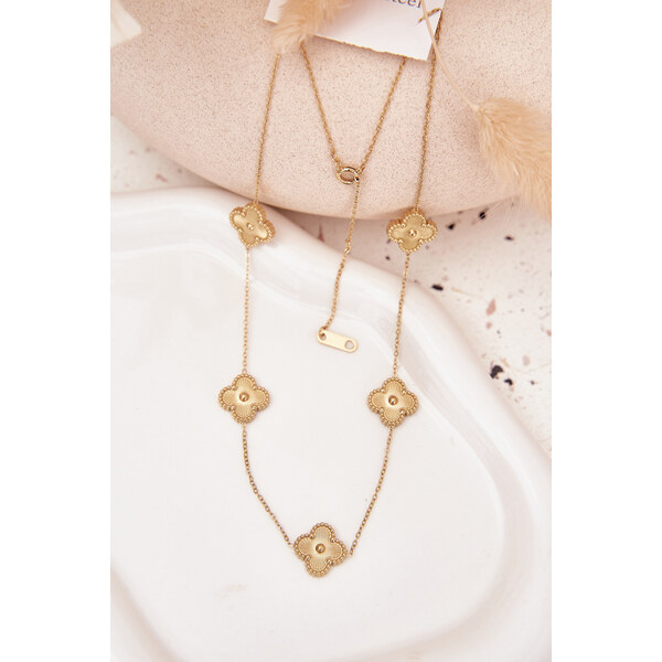 Boto Zlatý náhrdelník z nehrdzavejúcej ocele s kvetmi 66683418