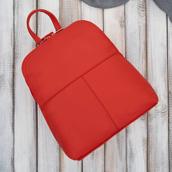 Abruzzo Dámsky kožený malý batoh | červená ABR-38-RD 66600170