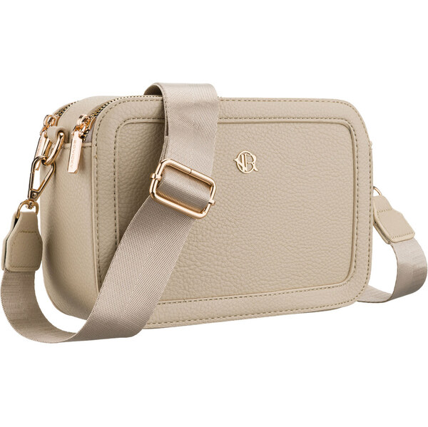 Miejska torebka damska na ramię w beżowym kolorze wykonana ze skóry 66604426