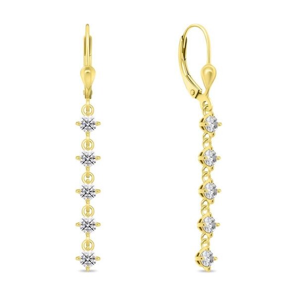 Brilio Silver Pôvabné pozlátené visiace náušnice s čírymi zirkónmi 66600310