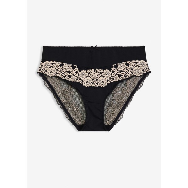 bonprix Maxi nohavičky s jemnou čipkou, farba čierna 66600642