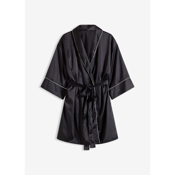 bonprix Saténové kimono s lesklým efektom, farba čierna 66600652
