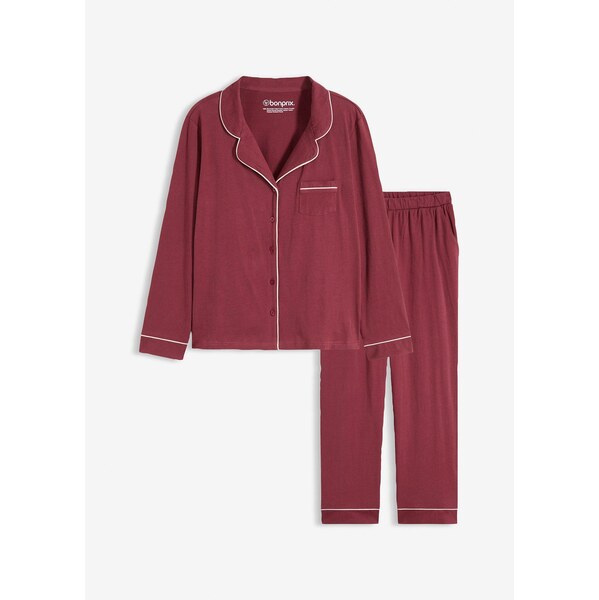 bonprix Pyžamo z čistej bavlny s gombičkovou légou, farba červená 66600756