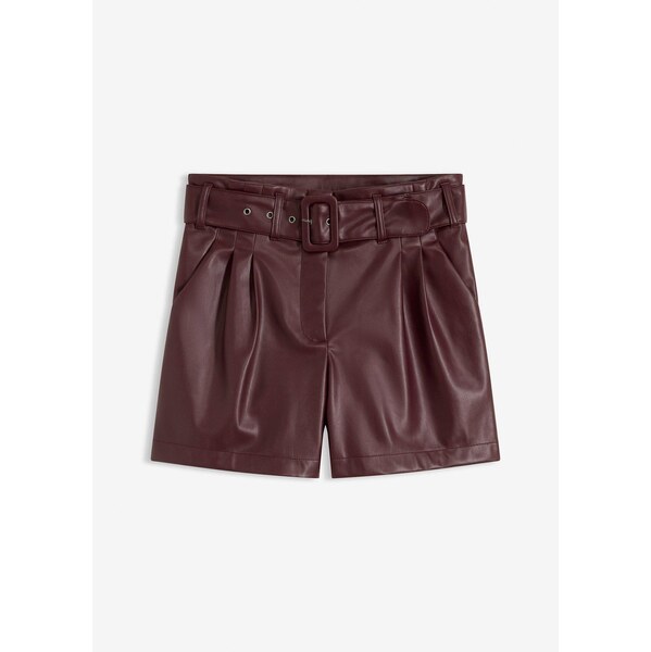 bonprix Koženkové šortky s opaskom, farba hnedá 66600985