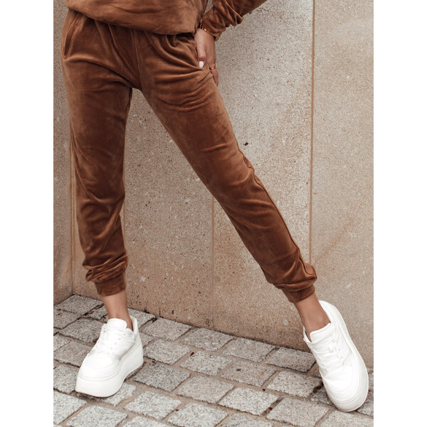 DStreet Hnedé velúrové tepláky 66683210