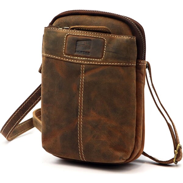 Hnedá kožená crossbody taška Nordee DOH-SP-04 66604407