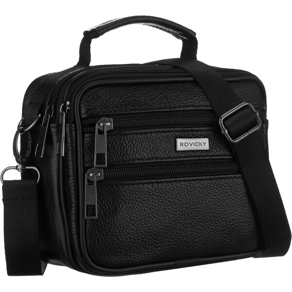 ROVICKY Pánska čierna kožená crossbody taška z prírodnej kože na 66604440