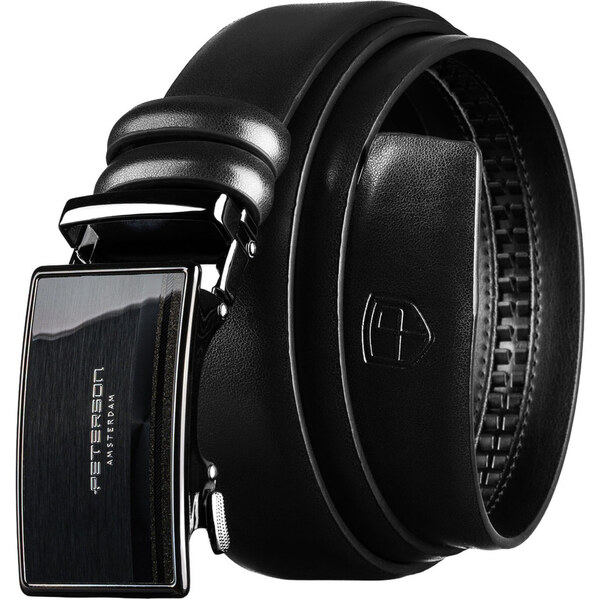 Peterson Pánsky kožený 3,5 cm široký opasok v čiernej farbe s 66604445