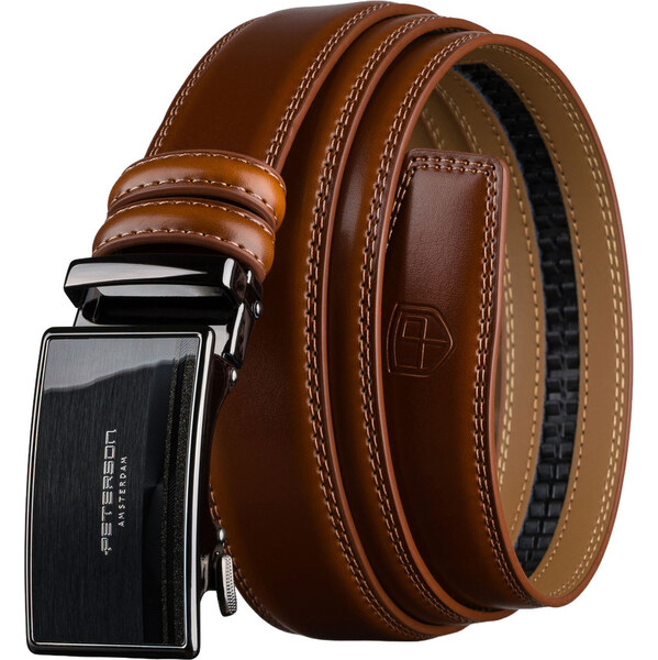Peterson Elegantný pánsky kožený opasok v hnedej farbe s automatickou 66604444
