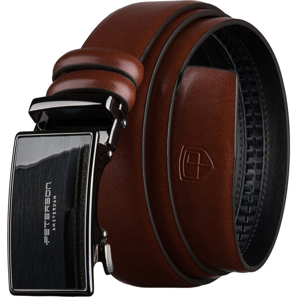 Peterson Pánsky kožený opasok v hnedej farbe s automatickou prackou 66604446